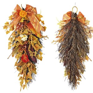 Festival de otoño Leaf Pampas Grass Swag Artificial Fall Grass and Grain Harvest Swag para la decoración de la puerta delantera de Acción de Gracias - Product Image 4