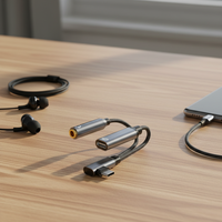 Adaptador de Audio Duradero 2 en 1 Tipo-C a 3.5mm AUX con Cable de Carga Rápida PD de 60W, Convertidor USB C para Teléfono/Laptop/Tablet