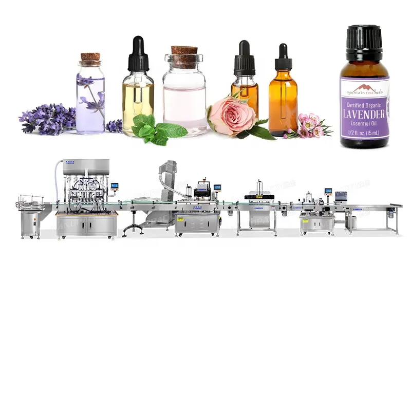 With Conveyor Belt Rotor Pump Essential Oil Liquid Small Bottle Filling Capping Machine