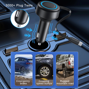 Cargador de coche de carga rápida 60W 3 en 1, cargador de teléfono dual retráctil, cargador de coche de carga rápida con cable USB retráctil 3 en 1 - Product Image 4