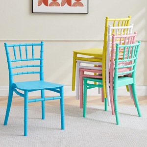 Silla Rosada <span class=keywords><strong>de</strong></span> Peluquería sin Brazos, Silla Apilable para Salón, Silla Chiavari para Bodas, Silla <span class=keywords><strong>de</strong></span> Resina Plástica para Banquetes y Comedor - Product Image 6