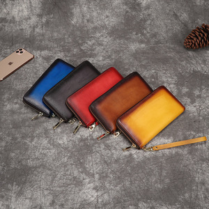 Ando Bag Genuine Cowhide Leather Long Wallet for Women Vintage <b>Zip</b> Around <b>Card</b> <b>Holder</b> Wristlet - Product Image 4