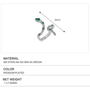 WuQie 2022 nouvelle mode argent 925 vert Slytherin serpent pierres précieuses Zircon anneaux - Product Image 2