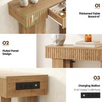 Mesa Consola de Madera de 39 Pulgadas con Tomas USB-C, Diseño Moderno Acanalado para Sala de Estar, Entrada, Almacenamiento y Fácil Montaje
