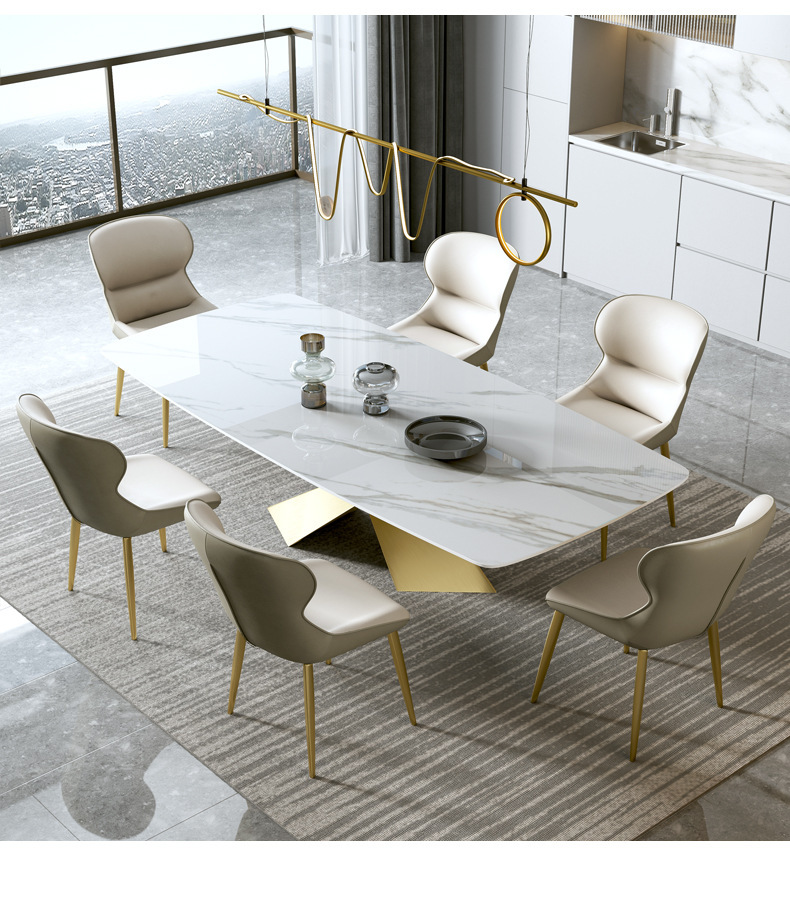 Light Luxury Italian Furniture Dining Table 220*120*75cm Rock Board Dining Table