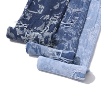 80% coton Graffiti ligne horizontale bleu Jacquard Denim tissu pour jean 10.5 Oz haute qualité Denim tissu en gros