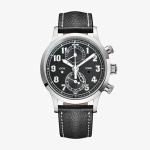 Montre mécanique unisexe de luxe à plusieurs achats, bracelet en cuir, boîtier en acier inoxydable, modèle Homage Universal Time - Product Image 1