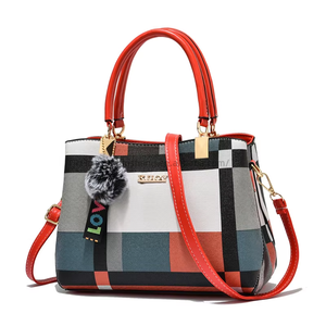 Customized Logo Contrast Plaid Sewn Boston Messenger Bag Single <b>Strap</b> <b>Shoulder</b> Bag Women Elegant Literature Art - Product Image 1