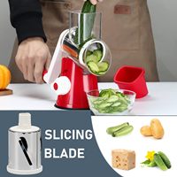 Draagbare Professionele 3-In-1 Plastic Staal Abs Hand Crank Chopper Roterende Kaasrasp Voedsel Wortelsnijder Groentesnijder