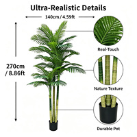Palmier Areca Artificiel Géant 270cm, Arbre Artificiel en Pot pour Décoration de Sol d'Atrium d'Hôtel, Centre Commercial, Entrée