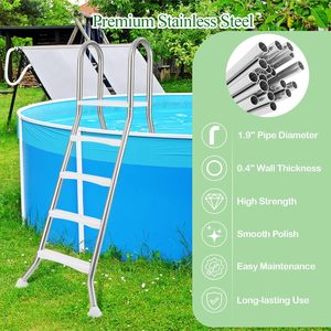 Scala per Piscina Fuori Terra in Acciaio Inossidabile, Robusta con Piattaforma Superiore, Gradini Antiscivolo a 4 Livelli, Scala Girevole a Doppio Lato - Product Image 4