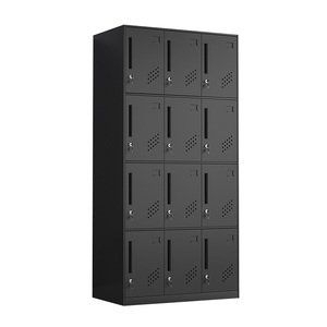 <span class=keywords><strong>Armario</strong></span> Metálico Negro de 12 Puertas para Ropa, <span class=keywords><strong>Armario</strong></span> Moderno de Acero, Almirah Resistente para Escuela, Hospital, Fábrica - Product Image 1