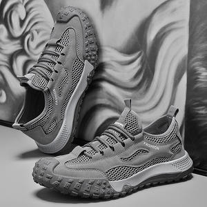 รองเท้าโลฟเฟอร์ตาข่ายระบายอากาศสำหรับผู้ชายในฤดูร้อน แบบผูกเชือก สวมใส่สบาย กันลื่น ทนทานต่อการสึกหรอ รองเท้าลำลอง รองเท้าเพื่อความปลอดภัยในการทำงาน Evergreen - Product Image 6