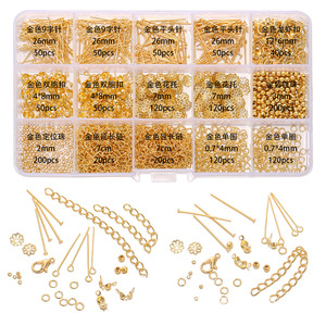 Silver Jewelry Making <b>Kit</b> 15 Compartment Boxed Assorted Findings For <b>Diy</b> Handmade Jewelry Supplies With Chain And Pins - Product Image 3