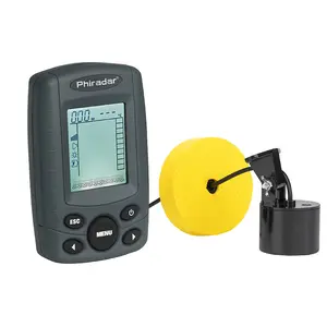 Phiradar Alat Pencari Ikan Berkabel Portabel, Alarm Memancing Sonar Sounder Transduser Fishfinder 0.6-100M Memancing Gema Sounder