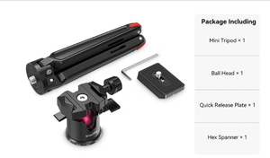 Mini trépied de table en alliage d'aluminium <span class=keywords><strong>avec</strong></span> rotule de 25 mm, verrouillage à bascule, hauteur maximale de 360 mm, capacité de charge de 3 kg, portable, panoramique - Product Image 3