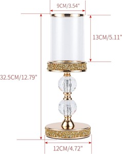 Candélabre en cristal fait main 13 pouces pour bougies 3''X5'' décor de table basse à manger - Product Image 2