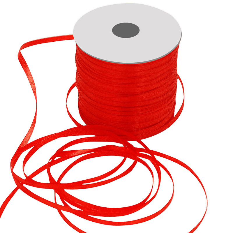 3mm Red Silk Ribbon for Wedding Decor Gift Wrapping Balloon Tying Bookmark Printed Ribbon Gift Packaging