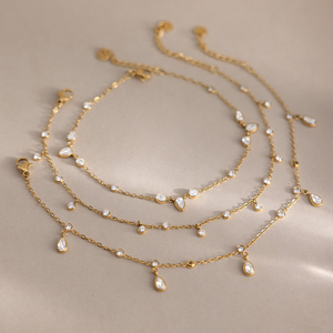 J&D Jewelry <span class=keywords><strong>Tobillera</strong></span> de Acero Inoxidable Chapada en Oro de 18K para Mujer, con Circonita Corte Pera en Forma de Gota de Agua, Joyería Impermeable - Product Image 5