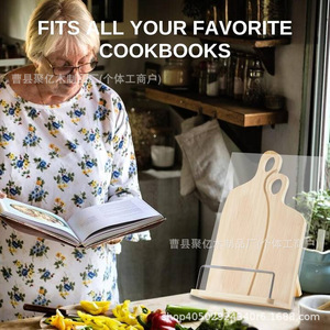 Wooden Recipe Rack Adjustable Bookshelf Kitchen Counter Holder <b>Desktop</b> <b>Shelf</b> For Cookbook Ipad Phone - Product Image 5