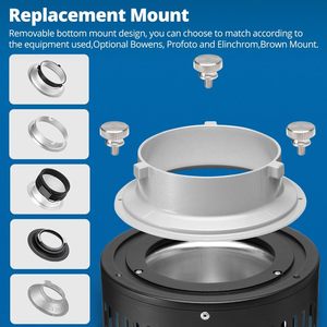 Kit Snoot conique Bowens AL-18PRO objectif 50mm pour studio de lumière vidéo LED lumière plastique continue pour artistes vidéo - Product Image 6