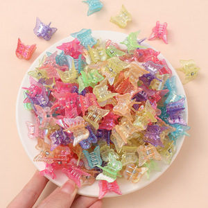 Klip rambut cakar kupu-kupu tebal kecil untuk anak-anak Aksesori Plastik seperti Jelly transparan dengan bubuk Glitter untuk ekspor - Product Image 3
