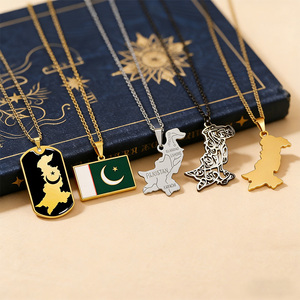 Collares con Estrella y Media Luna de Pakistán, Colgantes de Metal con la Bandera Nacional, Amuletos de Regalo Islámicos, Venta al por Mayor, Cadena de Cuentas para Turismo del Sur de Asia - Product Image 4