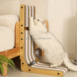 Ekstra yüksek kedi Scratcher L şekli çizgili karton kedi tırmalamak kurulu sonrası topu ile - Product Image 4