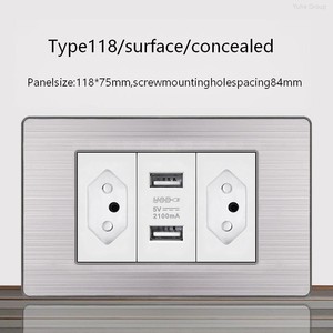 Interruptor de Pared con Panel Táctil Estándar Brasileño de 20A con Enchufe y Carga Rápida USB Tipo-C 2.1/3.1A - Product Image 6