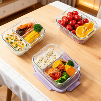 Vaatwasmachinebestendige borosilicaat glazen voedselcontainer, herbruikbare glazen lunchbox voor bruiloft catering