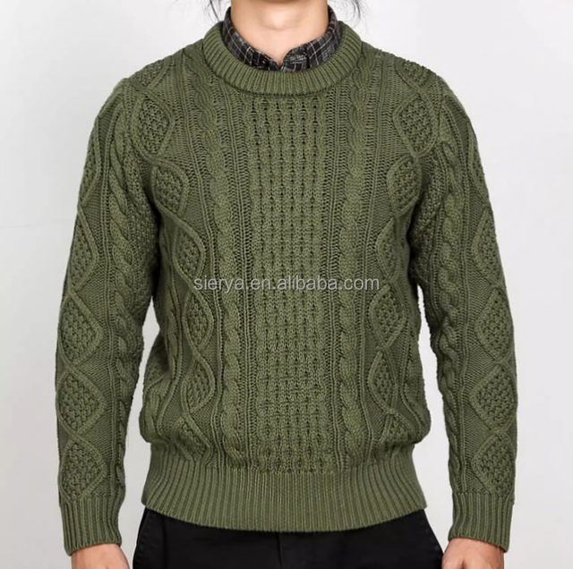 2024 New Men's Thick Cable Knitting Sweater Pullover