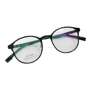 Montura redonda de acero y plástico de carbono de tungsteno, gafas Vintage para mujer, monturas para gafas