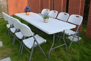 Étanche à l'humidité en plastique <span class=keywords><strong>pas</strong></span> <span class=keywords><strong>cher</strong></span> promotionnel pliable Restaurant rectangulaire fête événement jardin Camping pique-nique Table pliante à vendre - Product Image 2