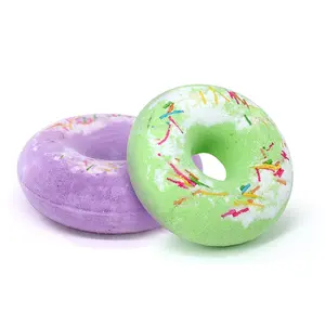 Özel 100g doğal Donut şekli banyo bombaları nemlendirici banyo Fizzer