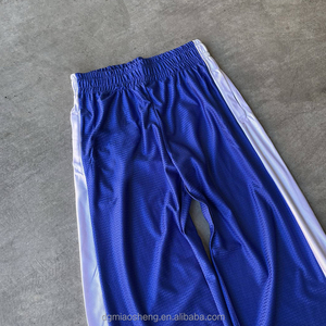 Men Custom Breathable Patchwork Fabric Sweatpant Raw Hem Oversized Wide Leg Track <strong>Pants</strong> <strong>Mesh</strong> Straight Leg Sweatpants - Product Image 5