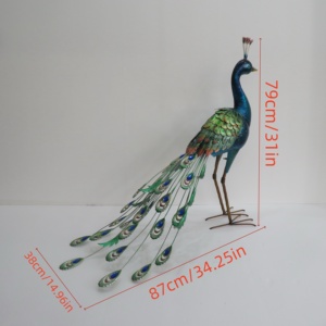 Sculpture de paon en métal Art Déco, écologique, imperméable, faite à la main, pour la décoration intérieure/extérieure - Product Image 6