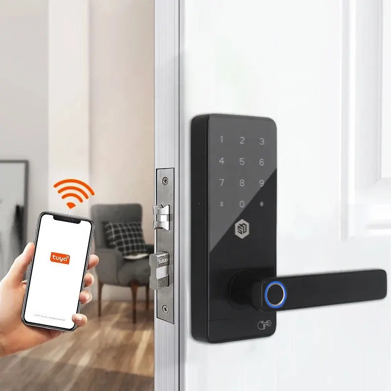 Cerradura de puerta inteligente para exteriores, dispositivo de cierre con huella dactilar, contraseña, desbloqueo con tuya/ya LOCapp App APP