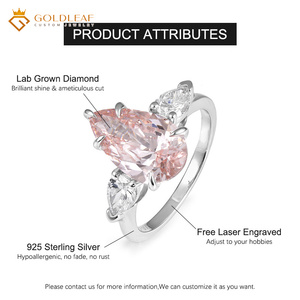 Goldleaf Jewelry Women's Custom Trendy <b>Fine</b> 1CT 2CT 3CT Pear Cut Lab Grown Diamond 925 Sterling Silver Wedding <b>Ring</b> IGI Report - Product Image 2