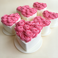 Model Kue Mawar Plastik Bentuk Hati 6IN 8cm Bunga Krim Palsu Hiasan Kue Ulang Tahun Valentine Dekorasi Jendela Toko Makanan