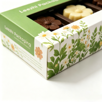 Caja de Papel con Tapa y Base con Acabado Brillante y Ventana Transparente de Plástico para Empacar Bombones, Trufas y Dulces