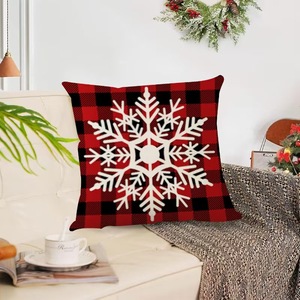 Накидка на подушку с рождественскими украшениями, черная клетчатая вышитая наволочка, зимняя Праздничная наволочка из ткани - Product Image 3