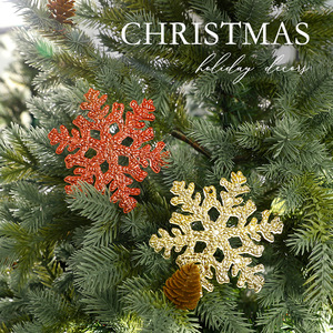 Factory Wholesale Christmas <b>Tree</b> Decorations for Champagne Gold Snowflake Pendant for Christmas Scene Decorations - Product Image 1