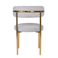 Chaises de cuisine gris clair à dossier incurvé Coussin rond en velours Chaises de salle à manger Chaise d'événements hôteliers avec cadre doré