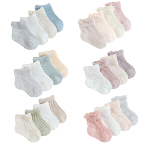 4 paires/<span class=keywords><strong>lot</strong></span> de chaussettes d'été ultra-fines pour enfants, chaussettes en maille de coton peigné pour bébés, chaussettes sans couture pour garçons et filles - Product Image 1