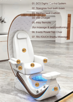 Fauteuil de Pédicure Multifonctionnel de Luxe avec Spa à Jets Lumineux et Massage des Pieds pour Salon de Manucure
