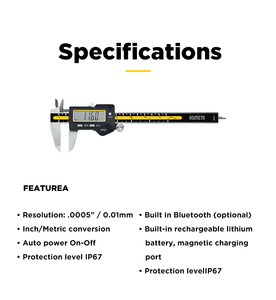 Calibro Digitale Asimeto IP67 in Acciaio Inossidabile, Impermeabile e Resistente all'Olio, Strumento di Misurazione Elettrico con Rotella a Pollice - Product Image 3