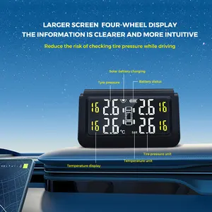 Xe Máy TPMS cảm biến bên ngoài xe tải giám sát áp suất lốp hệ thống năng lượng mặt trời sạc lớn LCD hiển thị báo động xe không dây TPMS