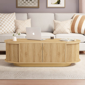 <span class=keywords><strong>Tavolino</strong></span> <span class=keywords><strong>da</strong></span> <span class=keywords><strong>Salotto</strong></span> di Lusso dal Design Leggero, <span class=keywords><strong>Tavolino</strong></span> Centrale Rotondo in Legno con Ampi Cassetti - Product Image 5