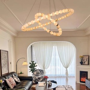 Lámpara Colgante Circular de Mármol de Lujo, Ajustable en Altura, con Iluminación <span class=keywords><strong>LED</strong></span>, para Decoración de Sala de Estar y Vestíbulo - Product Image 3