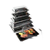 Boîte d'emballage en plastique PET pour emporter, plateau rectangulaire avec couvercle transparent, vente en gros